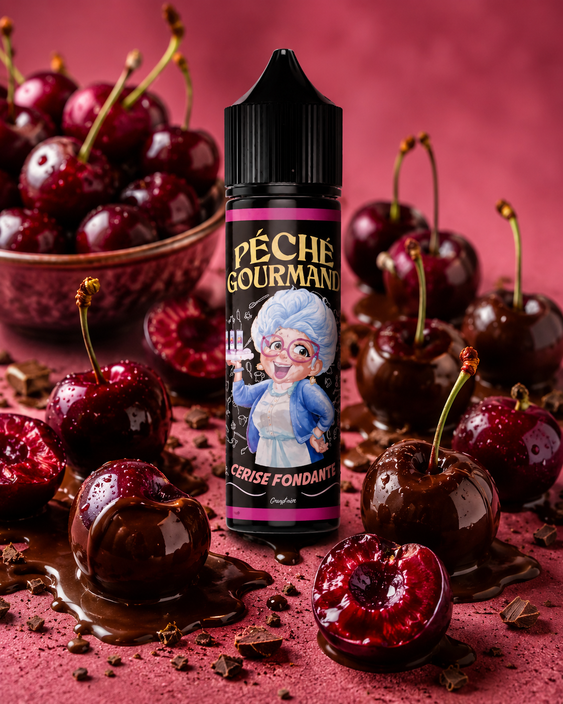 Cerise Fondante Peche Gourmand E.Liquide 50ml 00mg de nicotine