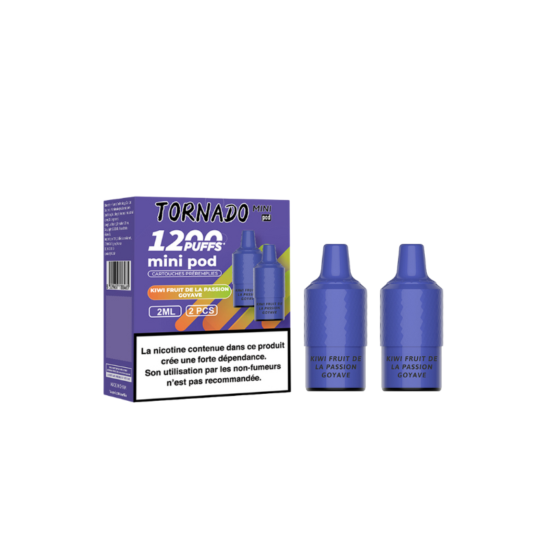 Pack de 2 Pods Tornado Mini 2ml 20mg Fumot KIWI FRUIS DE LA PASSION GOYAVE