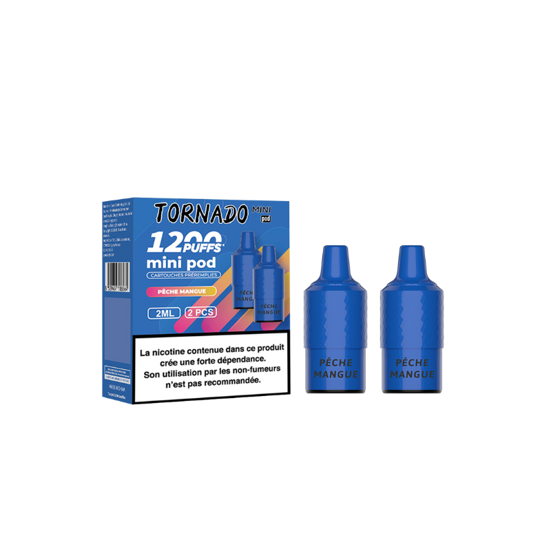 Pack de 2 Pods Tornado Mini 2ml 20mg Fumot PÊCHE MANGUE