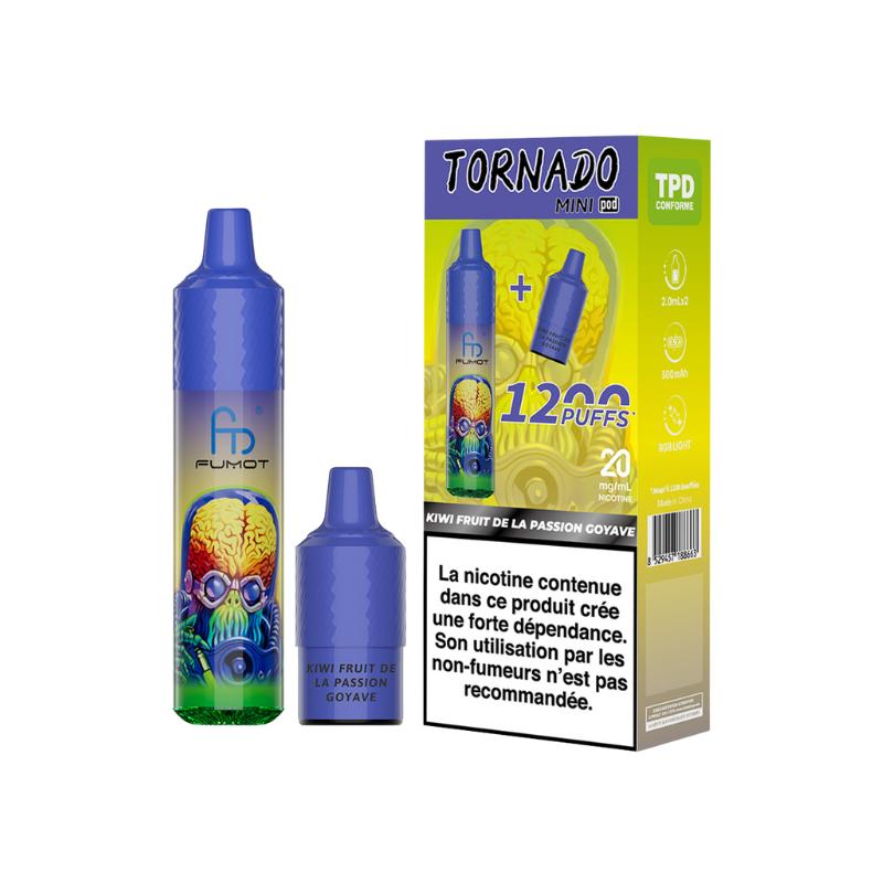 Kit Tornado Mini 1200 Puffs  Kiwi Fruit de la Passion Goyave