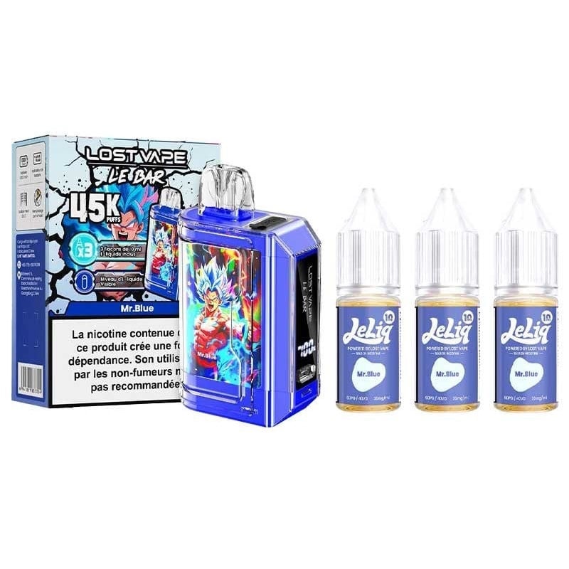Kit le Bar 45k Lost Vape Mr blue myrtille framboise mûre (3x10ml) 20mg